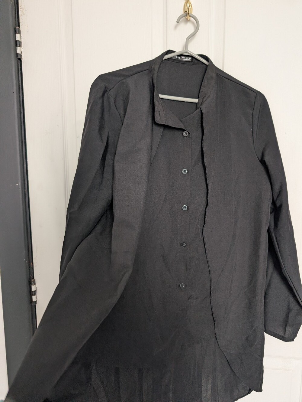 Black Button-Front Long Sleeve Shirt